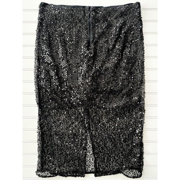 J.Crew Collection Black Sequin Sheer Midi Skirt (Size 8) Cocktail Party Holiday - Picture 6 of 8
